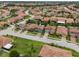 Bird's eye view of the home nestled in a neighborhood with lush greenery and well-manicured lawns at 2317 Bella Luna Cir, Lakeland, FL 33810