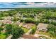 Bird's-eye view of a home, surrounded by lush greenery, other homes and a lake in the distance at 2710 Fairmount Ave, Lakeland, FL 33803