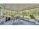 Enclosed outdoor porch with seating and a peaceful backyard view at 306 Olmo Ct, Winter Haven, FL 33880