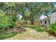 Landscaped backyard with a trampoline offers great space for recreation at 312 Palencia Pl, Lakeland, FL 33803