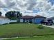 Lovely one-story home with blue exterior, lush lawn, and an attached garage, exuding curb appeal at 455 Eagle Dr, Kissimmee, FL 34759