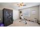Cozy bedroom with a window, work out chart, and at-home sauna for a private work out at 5425 Charlin Ave, Lakeland, FL 33810