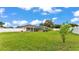 A spacious backyard with a well-maintained lawn and screened-in pool at 601 Pintail Cir, Auburndale, FL 33823