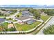 Aerial view of a backyard showcasing a screened pool, brick patio, and well-maintained lawn at 601 Pintail Cir, Auburndale, FL 33823