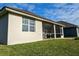 Home exterior highlighting backyard, screened lanai, and lush green lawn at 7919 Lake James Blvd, Lakeland, FL 33810