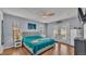 Comfortable bedroom featuring light walls, wood floors, and French doors at 1423 Ridgegreen N Loop, Lakeland, FL 33809