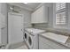 Well-lit laundry room featuring modern appliances, granite countertops, and ample storage space at 2464 Laurel Glen Dr, Lakeland, FL 33803