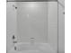 Close up of bathtub and shower with subway tile surround in the bathroom at 2546 Red Egret Dr, Bartow, FL 33830