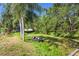 View of canal in backyard featuring a boat, palm trees, and lush greenery under a blue sky at 2757 Pine Acres Dr, Lake Wales, FL 33898