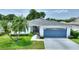 Charming single-story home with a well-manicured lawn and attached blue two-car garage at 3618 Highland Fairways Blvd, Lakeland, FL 33810