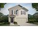 Charming two-story home with gray siding, blue shutters, and a two-car garage, surrounded by lush landscaping at 4482 Rapallo Ave, Winter Haven, FL 33884