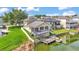 Aerial view of home showing back decks, yard, and waterfront at 601 Peninsular Dr, Lakeland, FL 33813