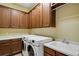 Functional laundry room with washer, dryer, sink, and ample cabinet space at 6527 Eagle Ridge Way, Lakeland, FL 33813