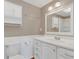 Bathroom with vanity, mirror, toilet, and shower, featuring white finishes and lighting at 1013 Pennsylvania Ave, Lakeland, FL 33803