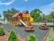 Inviting playground area with a slide, swings, picnic tables, and a view of the pool at 1547 Cordgrass Way, Lakeland, FL 33813