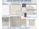 Home design schemes featuring cabinets, countertops, wall tile, flooring, paint, and exterior materials at 1826 Daystar Dr, Haines City, FL 33844