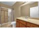 Bathroom with glass door shower, toilet, and tiled floors at 2061 Crestdale Ln # 60, Lake Mary, FL 32746