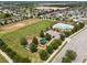 Aerial view of a neighborhood with community park, pool, and playground, perfect for families at 2850 Sanderling St, Haines City, FL 33844