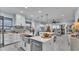Spacious kitchen with a large island, stainless steel sink and appliances, and an open view to the living room at 3270 Green Heron Dr, Polk City, FL 33868