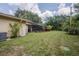 Expansive backyard featuring lush lawn, screened pool enclosure, and mature trees for privacy at 4006 Glen Garry W Rd, Lakeland, FL 33813