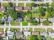 Birds eye view of neighborhood with mature trees, lawns and a grid pattern at 4219 Sunny Land Dr, Lakeland, FL 33813