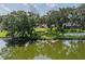 Stunning aerial shot of the lakefront property, showcasing mature trees and waterfront access at 5026 N Socrum Loop Rd, Lakeland, FL 33809