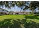 Expansive backyard featuring lush green grass, mature trees, and views of the rear home exterior at 5026 N Socrum Loop Rd, Lakeland, FL 33809