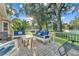 Backyard patio with seating area and lush, mature landscaping at 5108 Waterwood Dr, Bartow, FL 33830