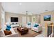 Bright living room with modern furniture, a flat-screen TV, and a decorative rug at 731 S Missouri Ave, Lakeland, FL 33815