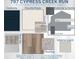 Selection of cabinets, countertops, flooring, tile, interior, and exterior paint colors at 797 Cypress Creek Run, St Cloud, FL 34771