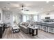 Open-concept living room featuring modern furnishings, hardwood floors, and seamless transition to dining area at 867 Cypress Creek Run, St Cloud, FL 34771