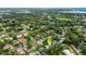 Aerial neighborhood view with mature trees and residential homes close to green area at 1825 Pawnee Trl, Lakeland, FL 33803