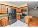 Bright kitchen features stainless steel appliances, granite counters, and breakfast bar at 5120 Lunn Rd, Lakeland, FL 33811