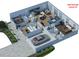 3D floor plan showcasing layout of Pelican Layout #4 with garage, open living spaces, and well-appointed bedrooms and bathrooms at 5920 Cormorant Ct, Lakeland, FL 33809