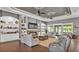 Inviting living room featuring a stone fireplace, built-in shelves, and comfortable seating at 6475 Avalon Woods Dr, Lakeland, FL 33813