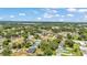 An expansive aerial shot of a residential neighborhood dotted with pools and lush greenery under a partly cloudy sky at 934 Point View Ln, Lakeland, FL 33813