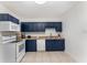 Spacious kitchen offering blue cabinets, white appliances, and ample countertop space at 1125 Josephine St, Lakeland, FL 33815
