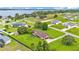Aerial view showcasing property and neighborhood near a scenic lake at 118 Caloosa Dr, Babson Park, FL 33827