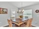 Charming dining area with wooden table, seating for six, and a picturesque view through the window at 122 St Thomas Dr, Mulberry, FL 33860