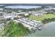 High-angle view of the townhome community near the lake, complete with lush greenery and local shopping at 2203 Starboard, Winter Haven, FL 33881