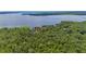 Aerial view of home and property with mature trees bordering lake frontage at 6281 Halabrin Rd, Haines City, FL 33844