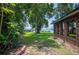Exterior backyard view of brick home and lake pier at 6281 Halabrin Rd, Haines City, FL 33844