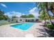 Aerial view of a beautiful pool and patio area perfect for outdoor entertaining at 1307 Fairlee St, Lakeland, FL 33813