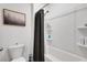 Clean bathroom with a shower/tub combo and minimalist decor at 3685 Diving Dove Ln, Bartow, FL 33830
