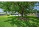 Large backyard featuring a mature shade tree, expansive lawn, and inviting in-ground pool with a screened enclosure at 5619 Stratford Ln, Lakeland, FL 33813