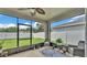 Cozy screened patio with nice backyard views, ceiling fan, and outdoor seating at 1125 Mattie Pointe Blvd, Auburndale, FL 33823