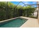 This is a view of a screened-in pool surrounded by lush vegetation at 228 Magneta Loop, Auburndale, FL 33823