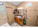 Well-lit bathroom featuring a vanity with storage, a decorative mirror, and modern fixtures at 330 Diesel Rd, Mulberry, FL 33860