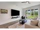 Modern living room with sleek furniture and a large screen television at 6261 Great Bear Dr, Lakeland, FL 33805