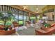 Relaxing screened lanai with wicker furniture, ceiling fans, grill and views of the lush backyard at 633 Hart Lake Dr, Winter Haven, FL 33884